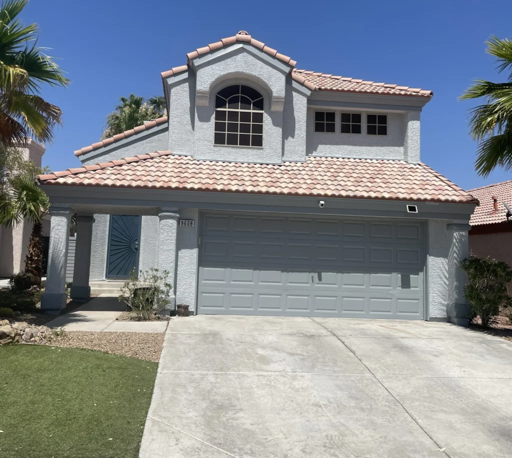 Exterior of a freshly painted Las Vegas home by Eclipse Painting, a professional painting company offering interior painting and exterior painting for homes and businesses.